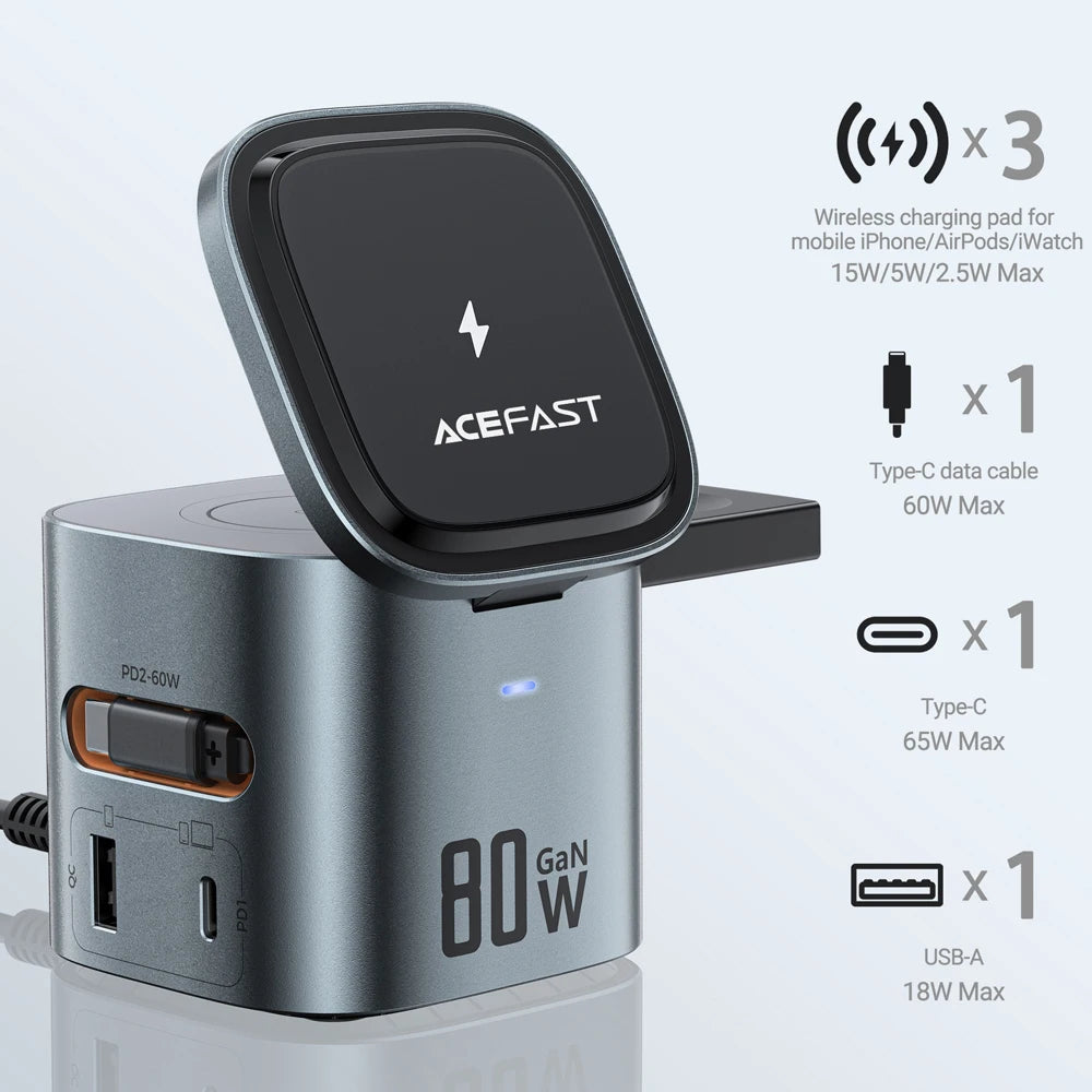 ACEFAST 6-in-1 GaN 80W Charging Station