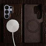 Crocodile Embossed Leather Magnetic Case for Samsung Galaxy S26 Series