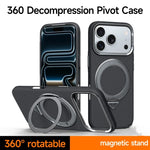 Protective Carbon Fiber Style MagSafe Case with Rotating Bracket for iPhone 17 Series
