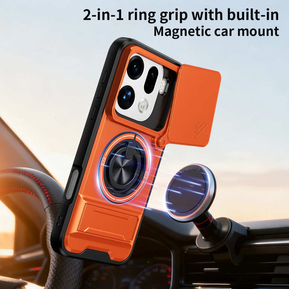 Luxury Protective Case with Rotating Ring Holder for OPPO Find X9 / X9 Pro