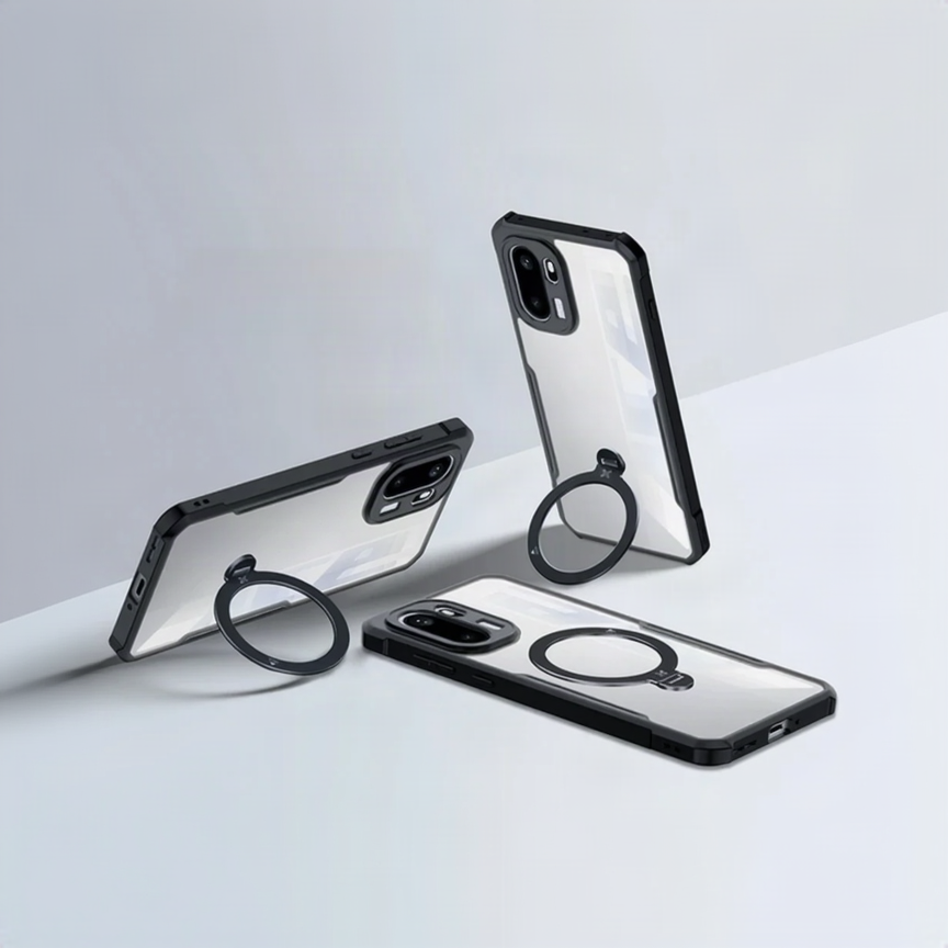 Transparent Airbag Case with 360° Rotating Magnetic Ring Holder for OnePlus 15R