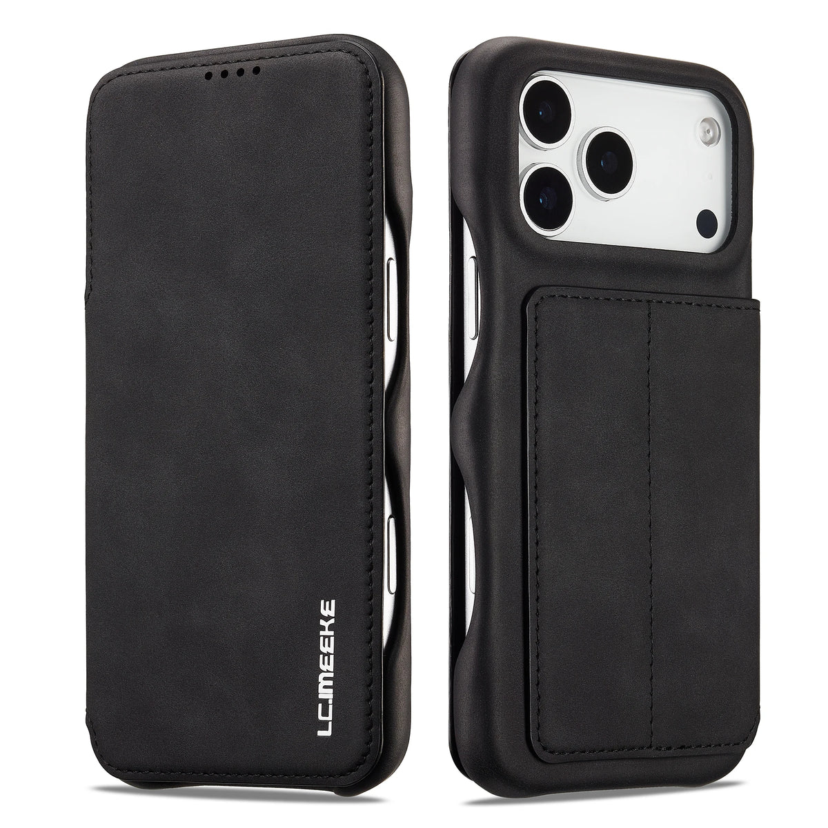 Suede Leather Flip Folio Case with Screen Protection for iPhone 18 Series