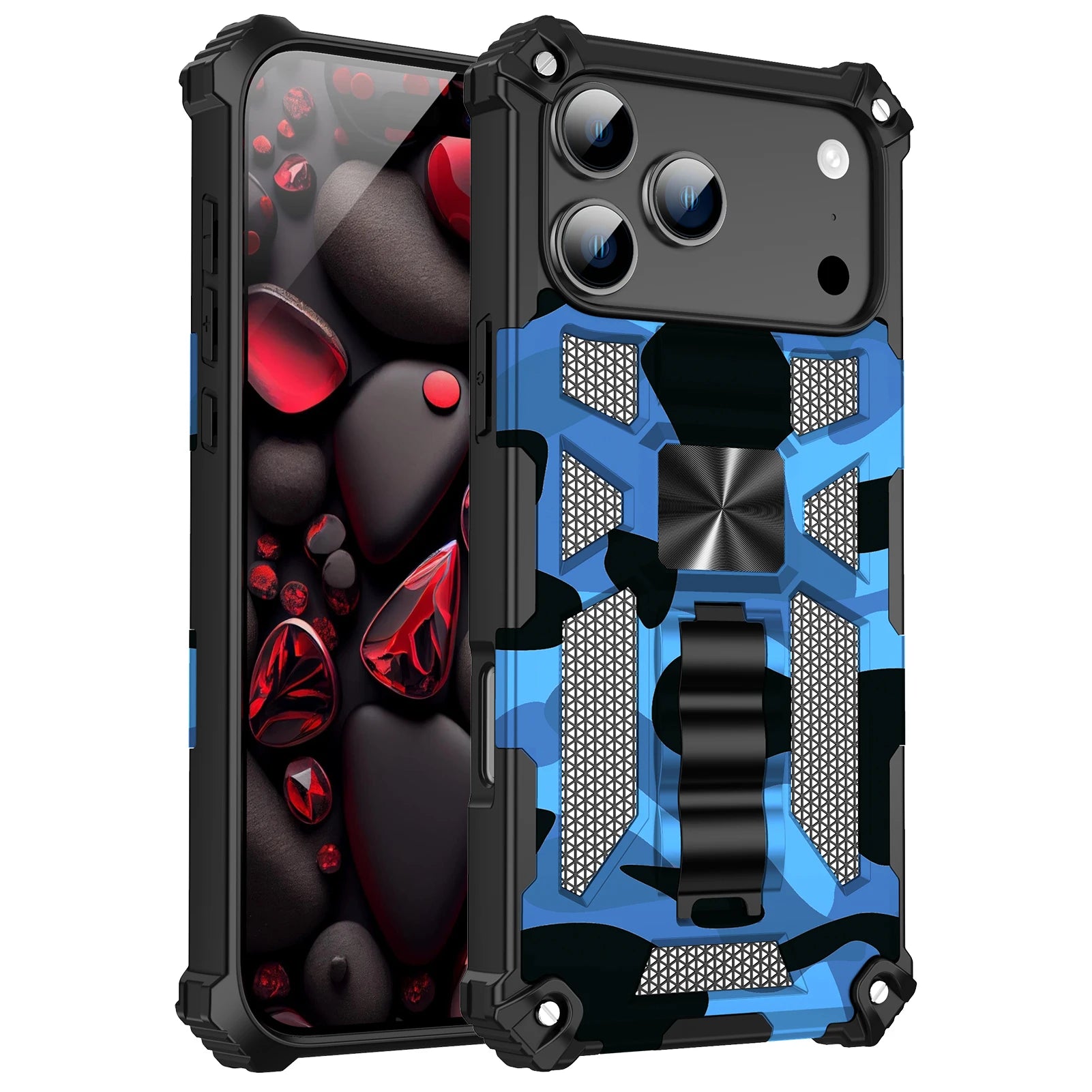 Shockproof Military Camouflage TPU Magnetic Armor Case for iPhone 17 Series