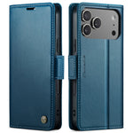 Pebbled Leather Magnetic Flip Wallet Case with Foldable Kickstand for iPhone 18 Series
