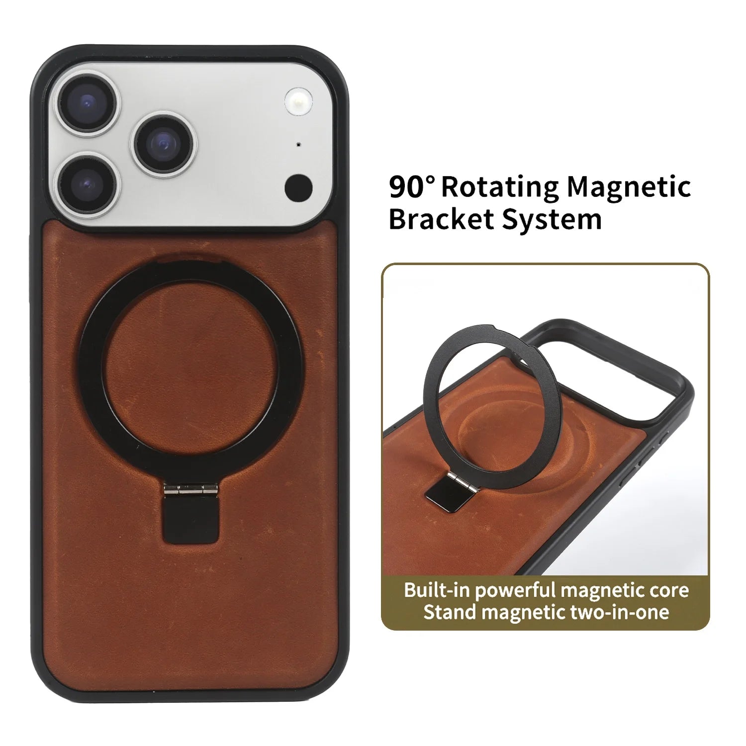 Premium Leather MagSafe Case with Built-In Stand and for iPhone 17 Series