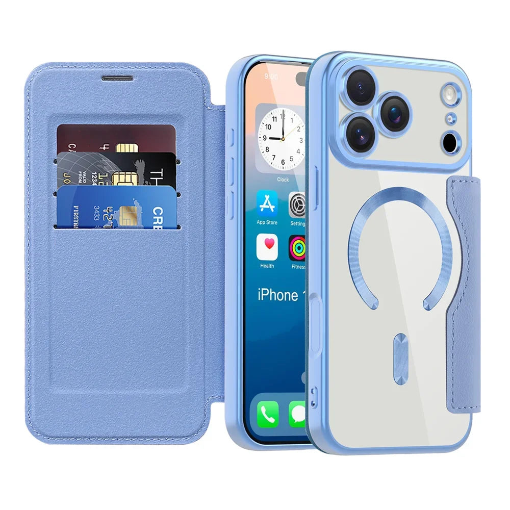 Premium Flip Leather MagSafe Case with Card Pocket for iPhone 17 Series