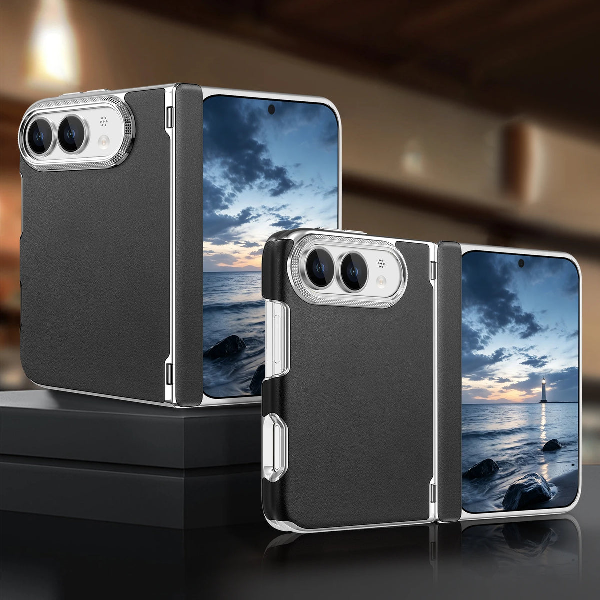 Leather-Feel MagSafe Foldable Case with Central Axis Hinge Protection for iPhone Duo