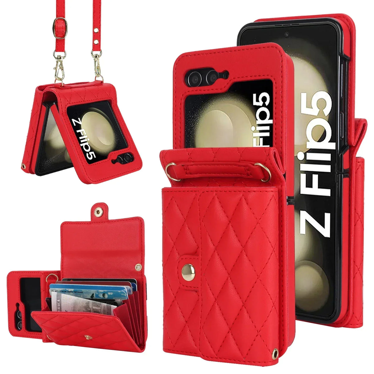 Stylish Leather Wallet Flip Case for Samsung Galaxy Z Flip 6