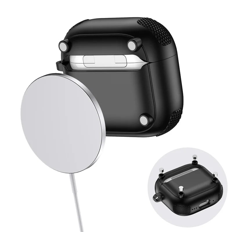 Shockproof Padded Case with Metal Carabiner Clip for AirPods 4