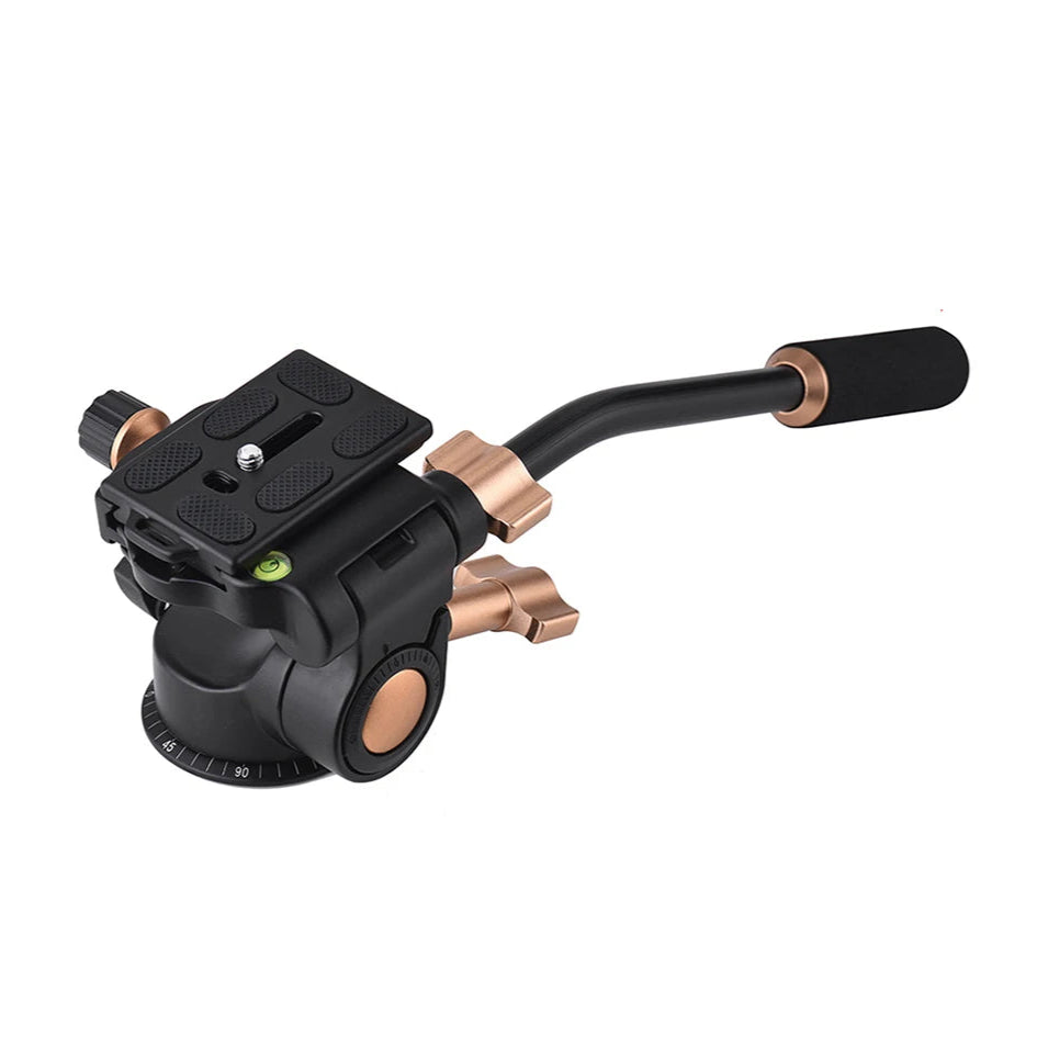 Andoer Q08S Aluminum Alloy 3-Way Damping Tripod Video Head with Pan Bar Handle