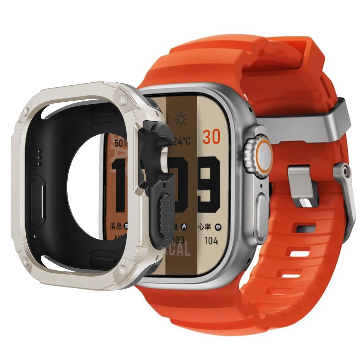 Sport Silicone Band with TPU+PC Bumper Case for Apple Watch