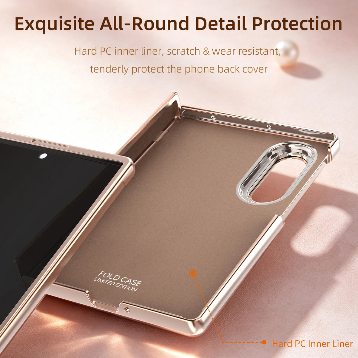Glitter Case with Hinge Guard and Rotating Magnetic Ring Stand for Samsung Galaxy Z Fold 8