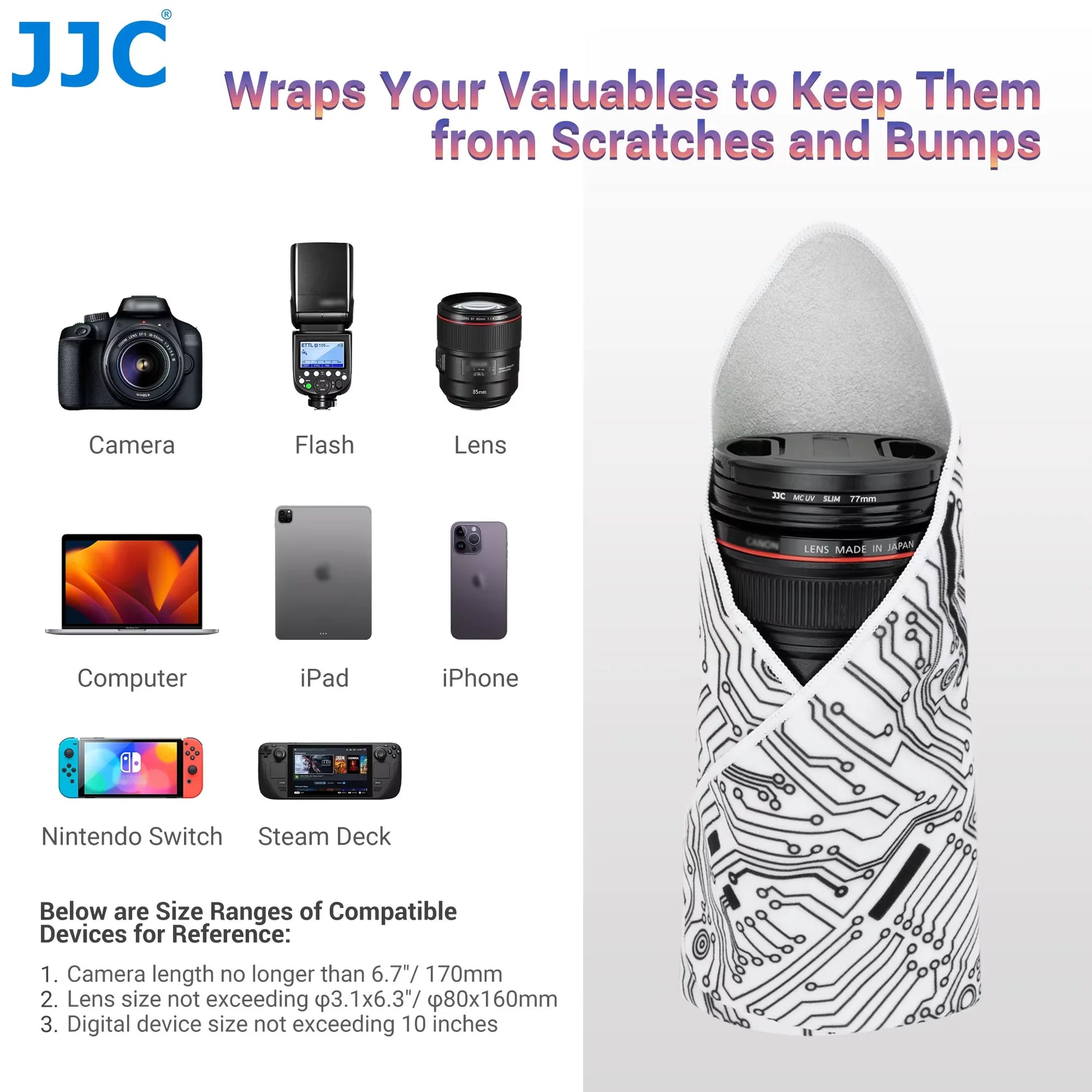 JJC Protective Wrap for Camera & Phone Lenses