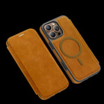Premium Leather Flip Wallet MagSafe Case for iPhone 16 Series