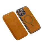 Premium Leather Flip Wallet MagSafe Case for iPhone 15 Series