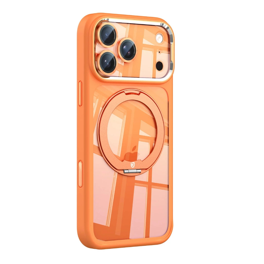 Clear MagSafe Case with Rotating Ring Stand and Removable Camera Protector for iPhone 17 Series
