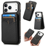 2-in-1 Detachable Carbon Fiber Pattern MagSafe Case with Flip Card Holder for iPhone 17 Series