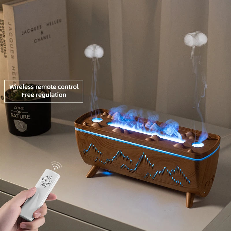Dual Nozzles Aroma Diffuser with Flame Light