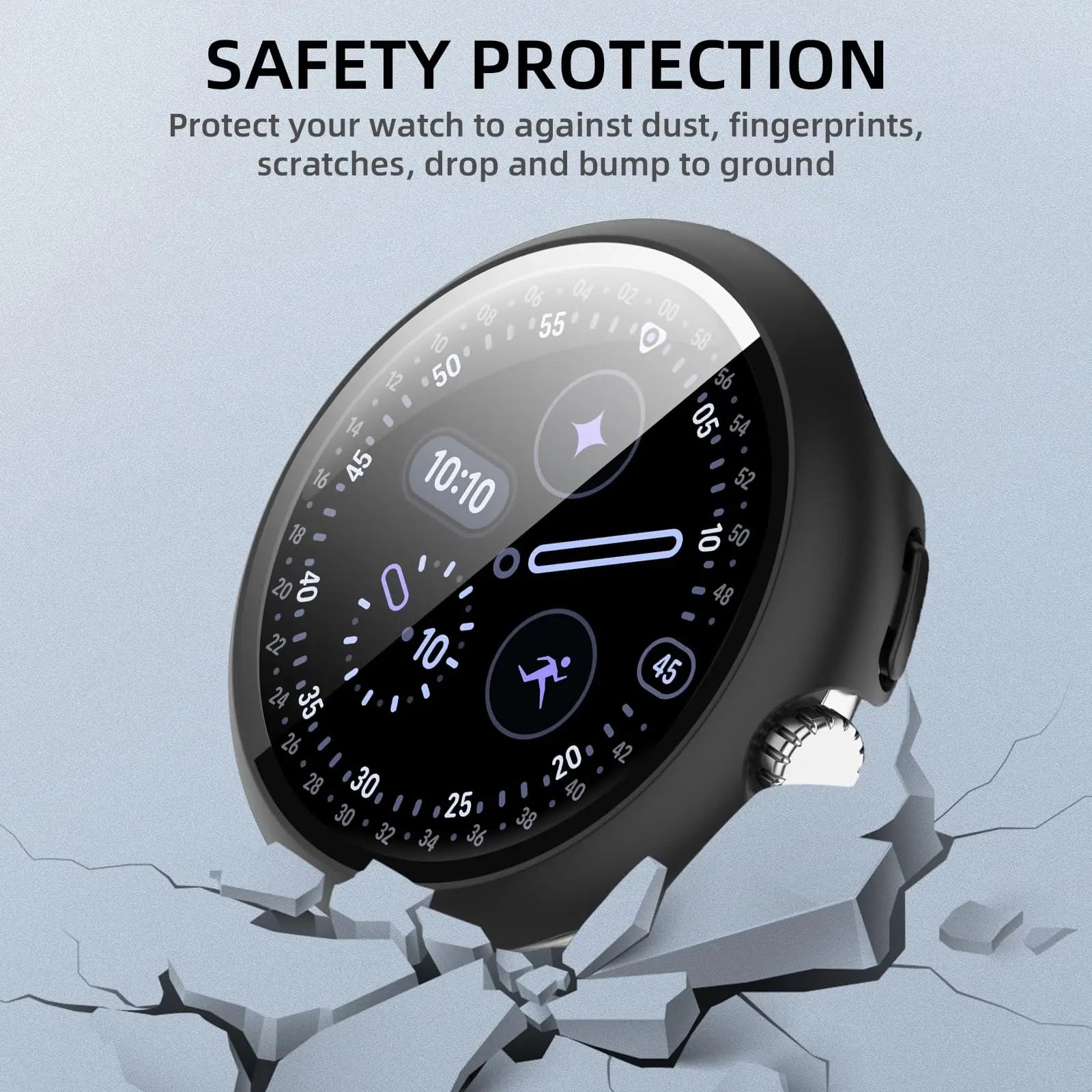 Google Pixel Watch 4 Bumper Case with Tempered Glass Screen Protector