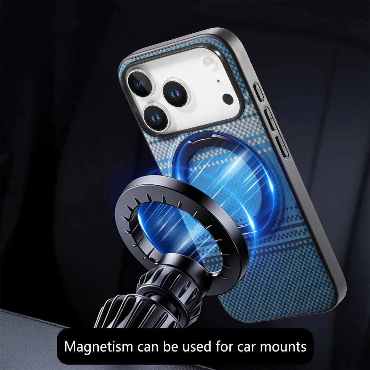 iPhone 17 Series Carbon Fiber MagSafe Case with 360° Rotating Stand