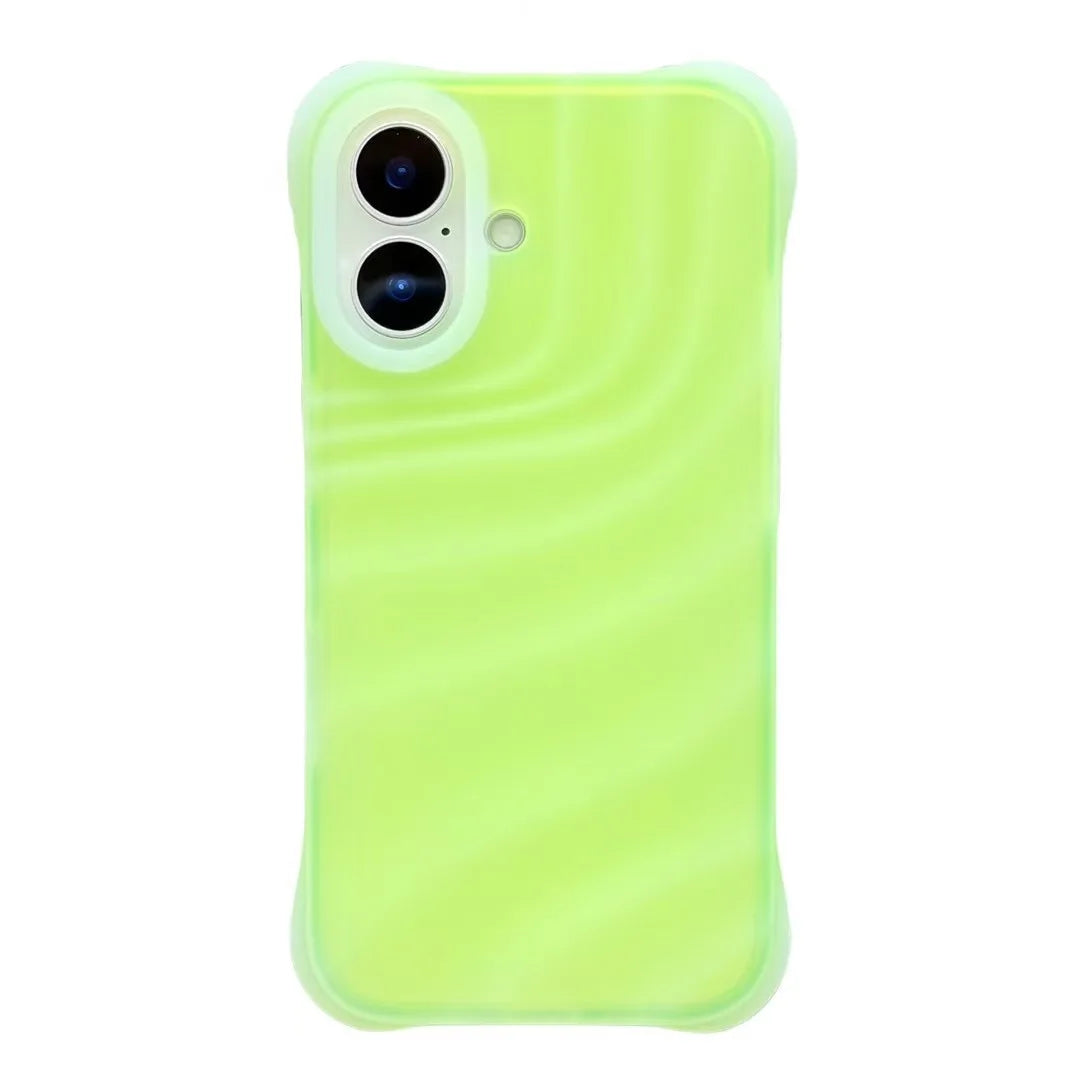 Soft Liquid Silicone Jelly Case with Fluorescent Wave Design for iPhone 16 Series