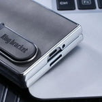 Seismic PC Shell Leather Textured Plating Case with Fingertip Holder for Samsung Galaxy Z Fold 6