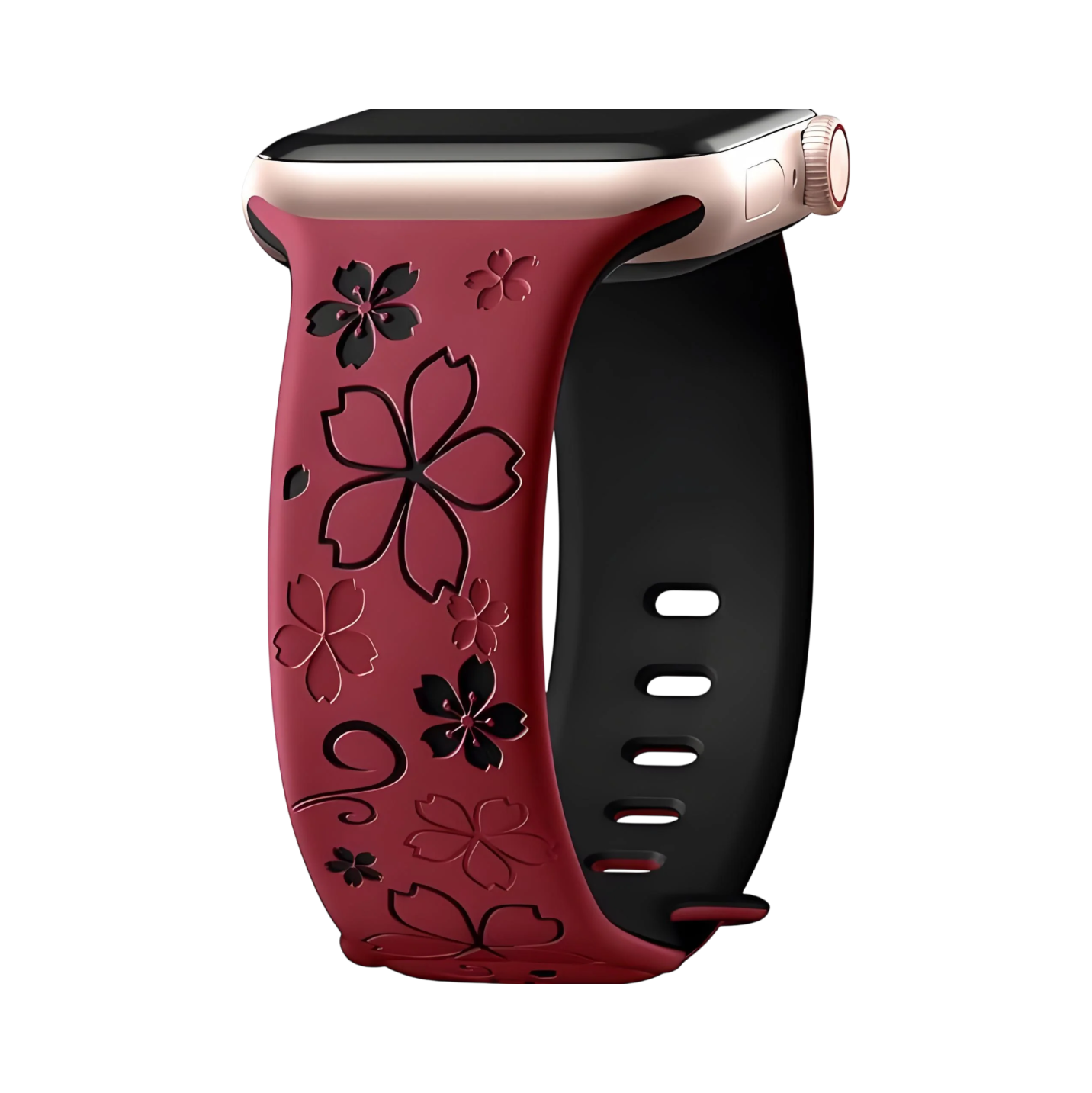 Silicone Floral Engraved Watch Band for Apple Watch