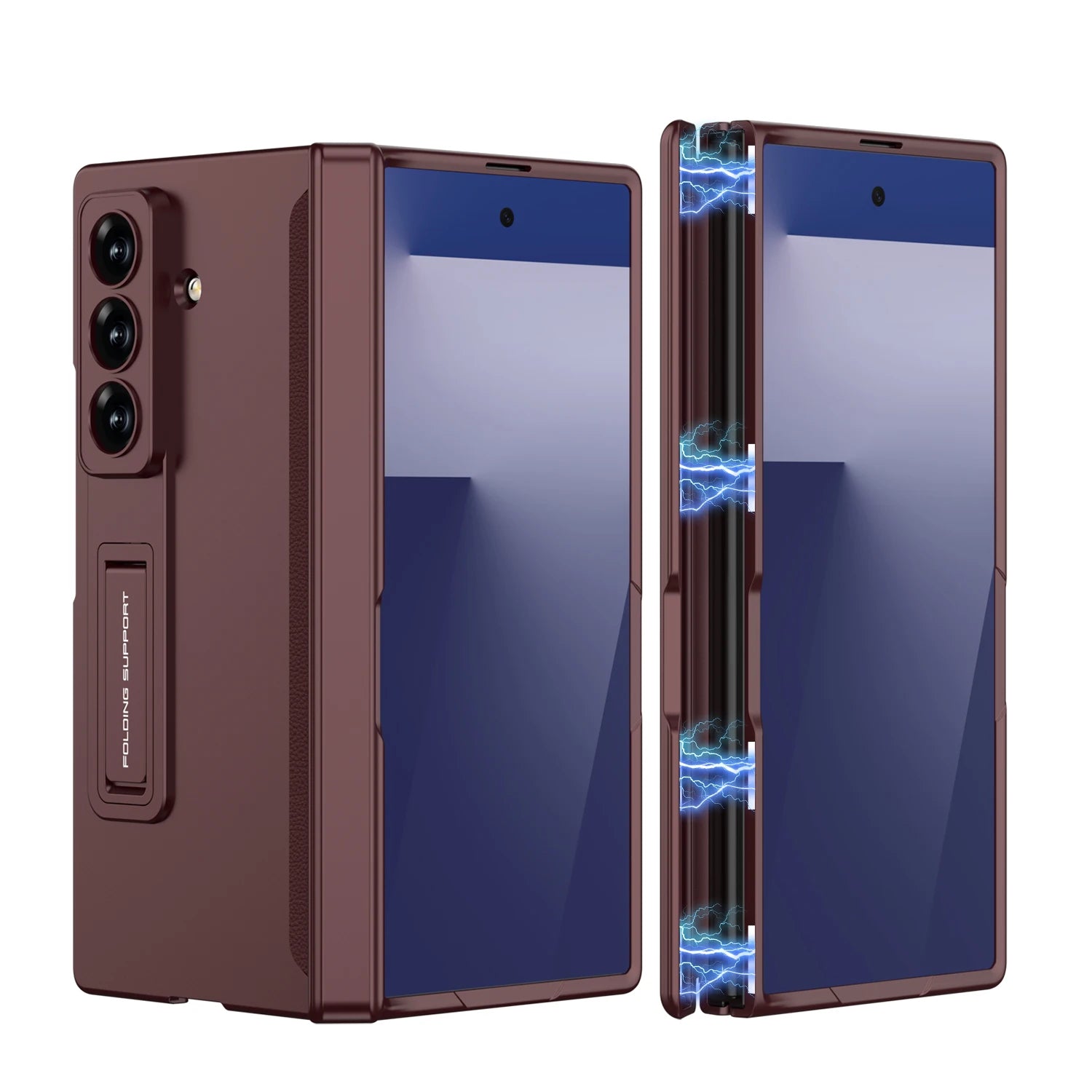 Samsung Galaxy Z Fold7 Shockproof Matte Case with Magnetic Hinge and Built-in Stand