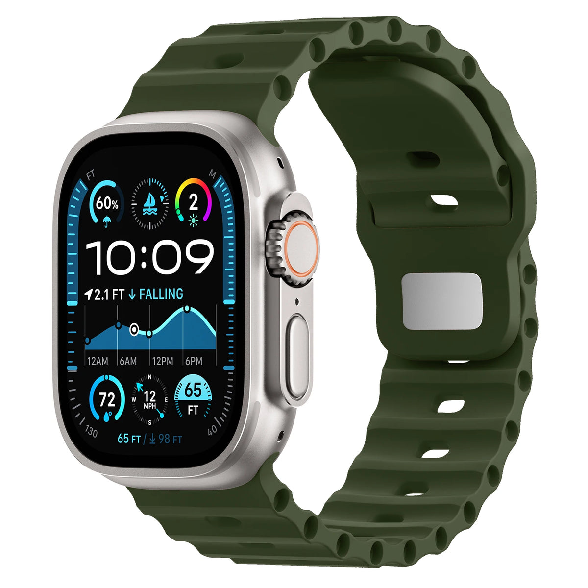 Breathable Perforated Silicone Band with Wave Pattern Grip for Apple Watch