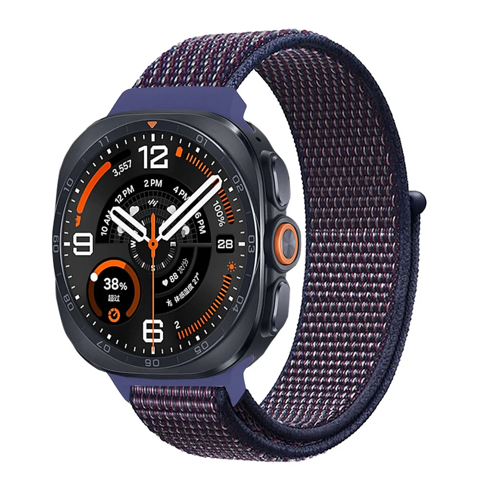 Breathable Nylon Weave Watchband with Hook-and-Loop Closure for Samsung Galaxy Watch Ultra 2
