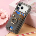 Premium Lychee Pattern Leather Wallet Case with Ring Holder & Vertical Card Slot for iPhone 17 Series