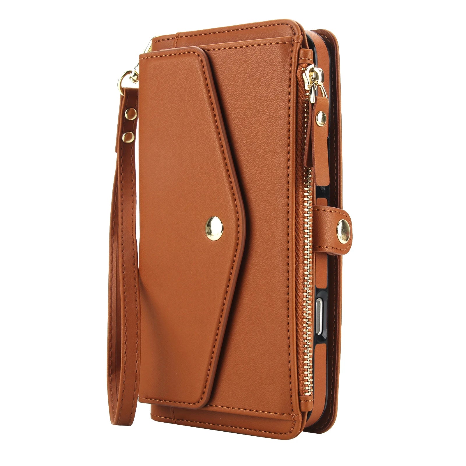 Detachable MagSafe Leather Crossbody Case with Zippered Flip Wallet & Card Slot for iPhone 17 Series