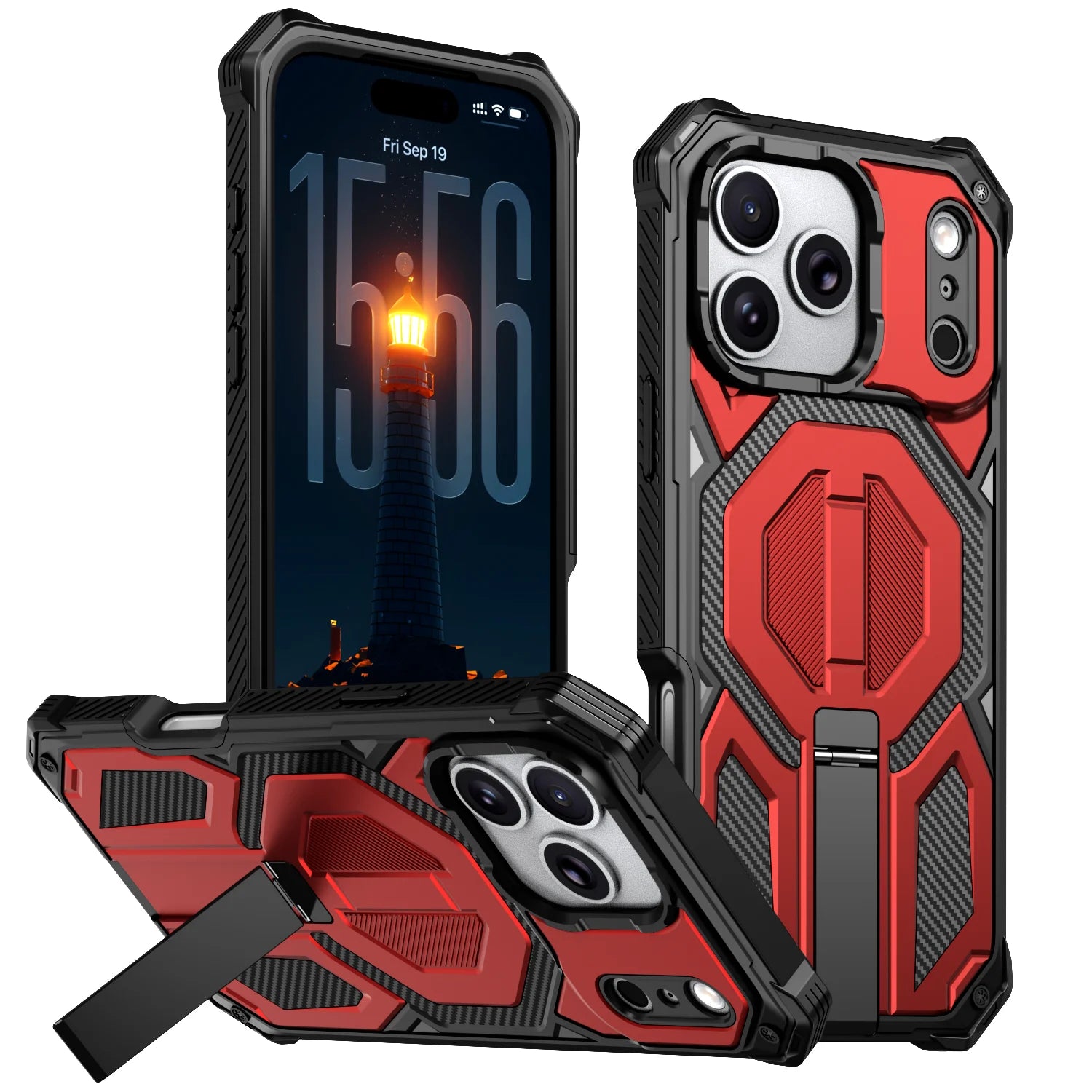 Heavy Duty Armor MagSafe Case with Metal Kickstand for iPhone 17 Series