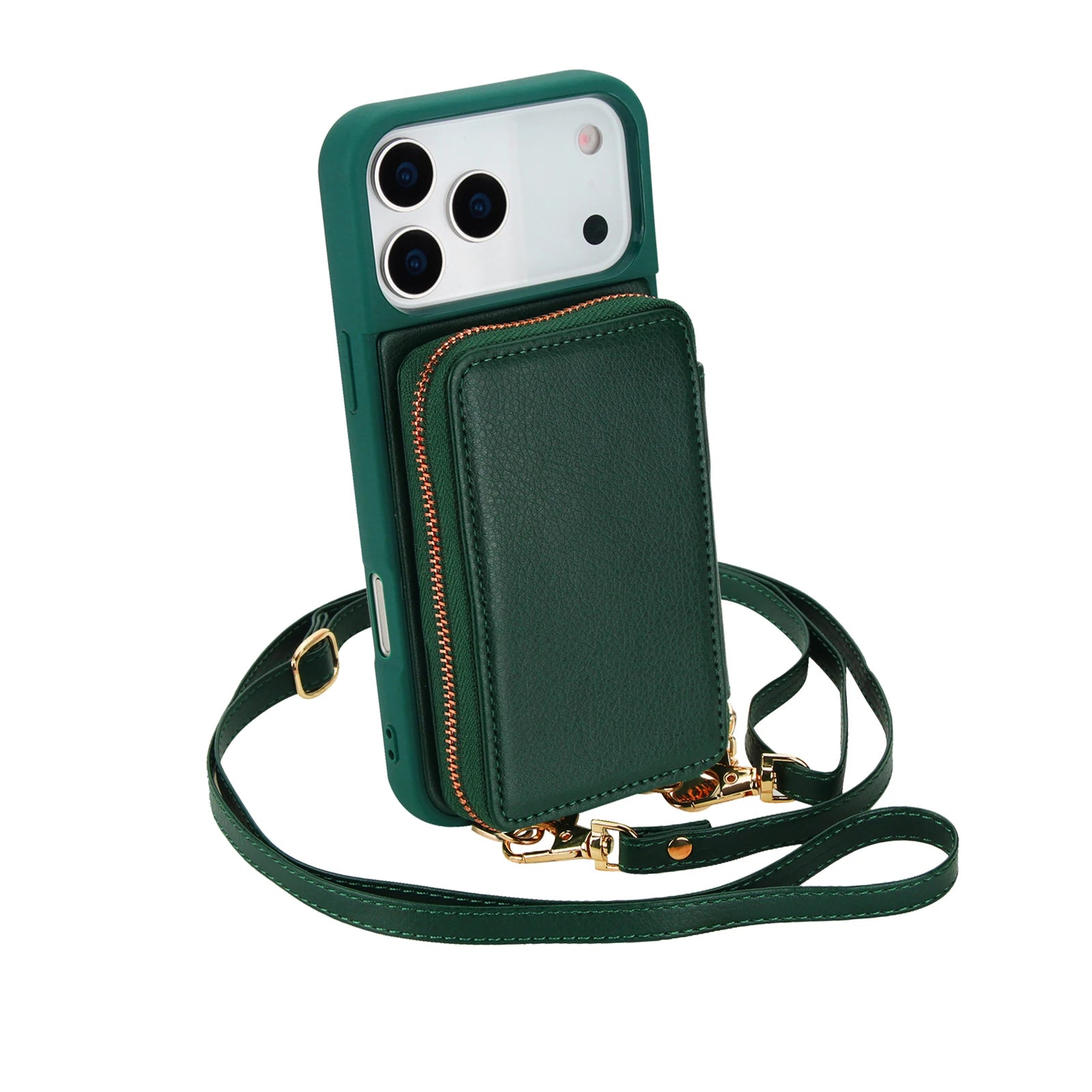iPhone 17 Series Crossbody Leather Wallet Case