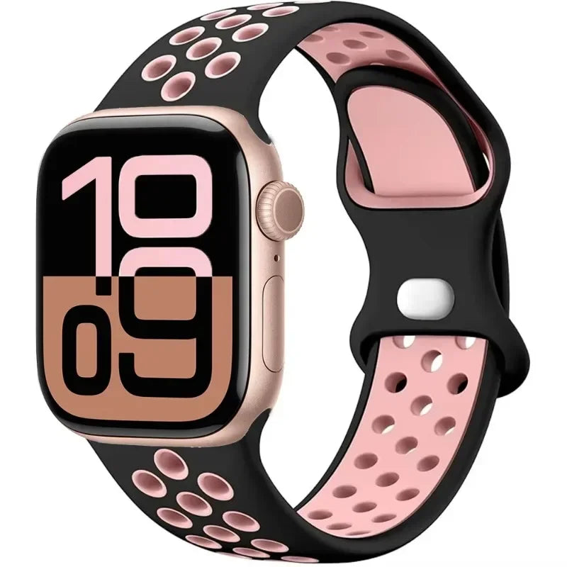 Breathable Silicone Band with Perforated Ventilation for Apple Watch