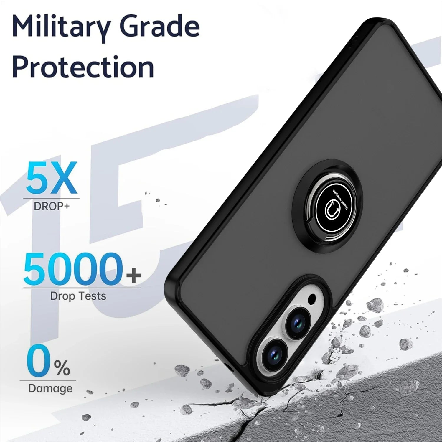 Shockproof Armor Matte Magnetic Case with Ring Stand for Samsung Galaxy S25 Edge