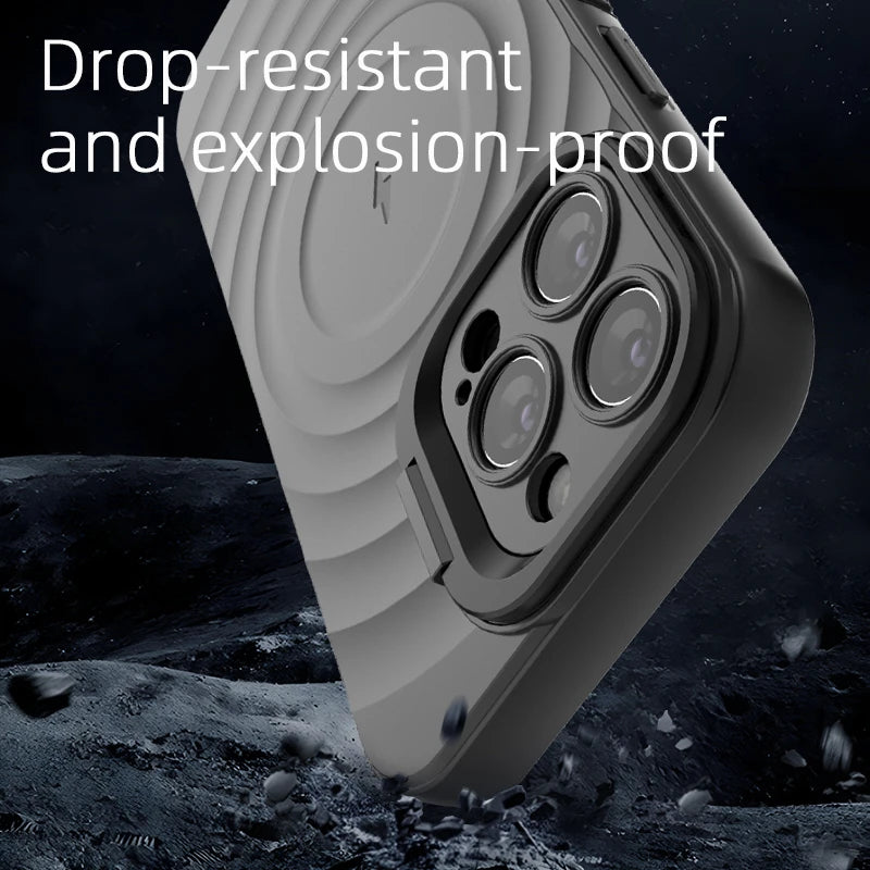 Shockproof MagSafe Case with Folding Camera Stand for iPhone 15 Series
