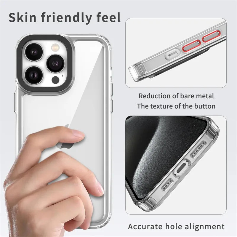 Luxury Protective Clear Acrylic Case for iPhone 15 Series
