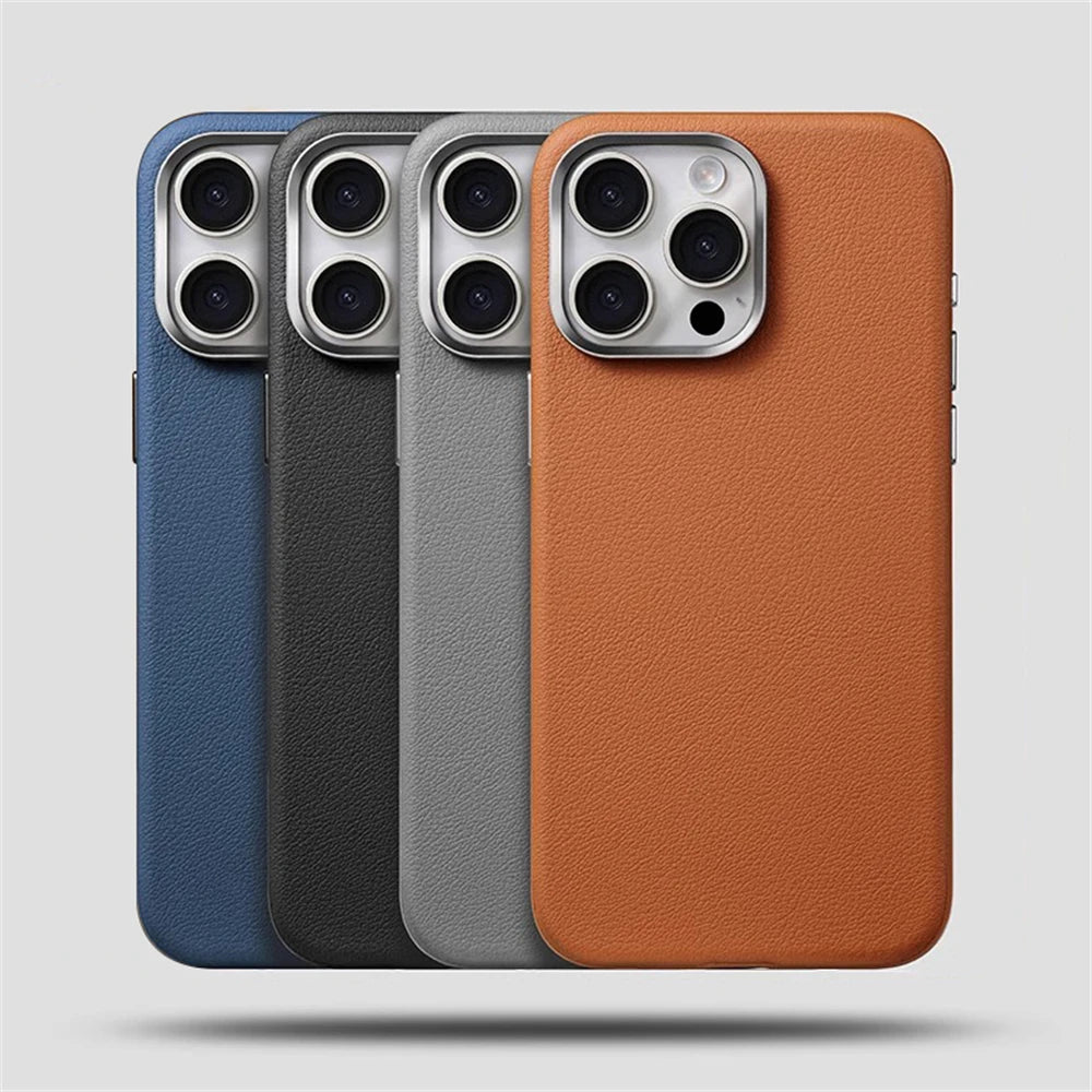 Luxury Business PU Leather MagSafe Case for iPhone 16 Series