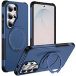Shockproof Textured Bumper Case with 360° Rotating Magnetic Ring Stand for Samsung Galaxy S26 Series