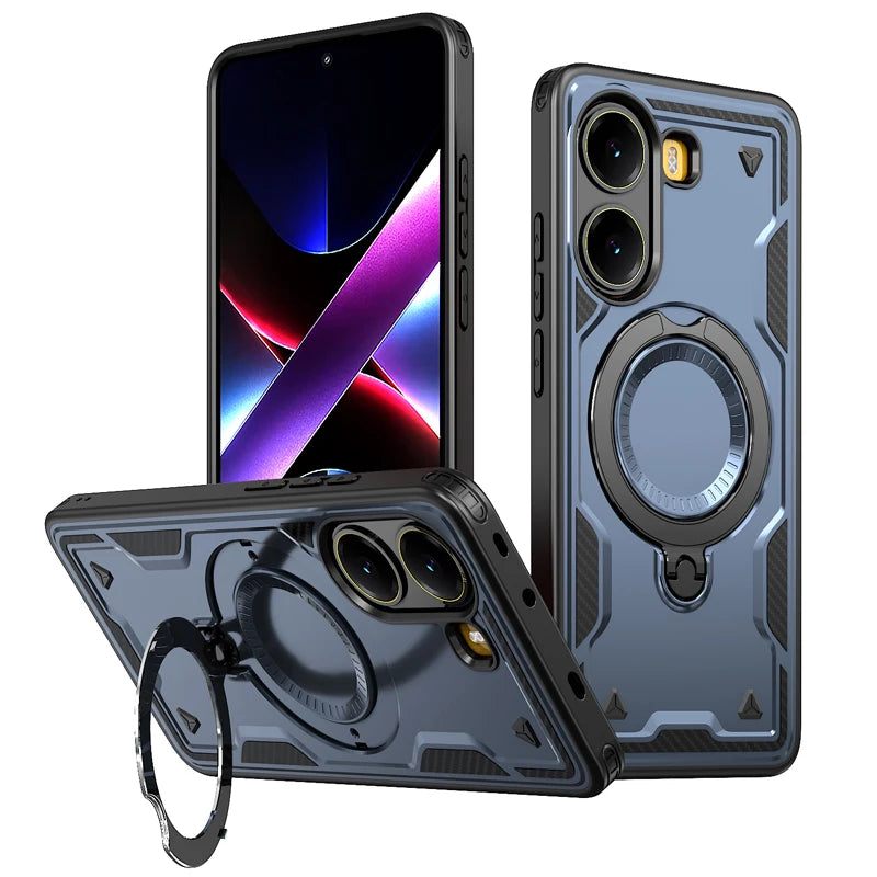 Shockproof Magnetic Hard PC + Soft TPU Case with Ring Stand for Xiaomi Redmi Turbo 4
