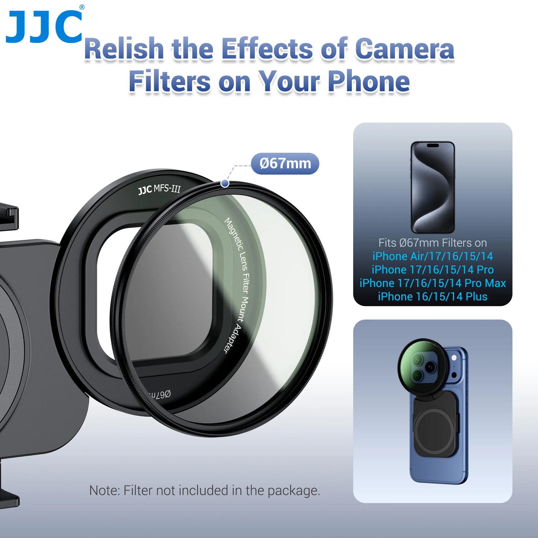 JJC 67mm Variable ND Filter Kit ND2–128 for iPhone