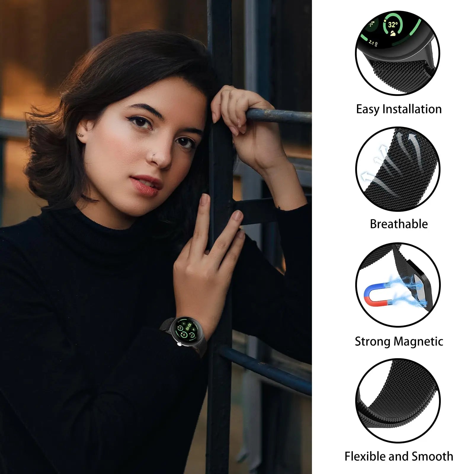 Google Pixel Watch 3 Milanese Loop Stainless Steel Band