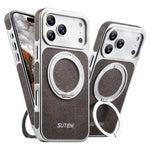 Denim Pattern PU Leather MagSafe Case with 360° Rotating Ring Stand for iPhone 17 Series
