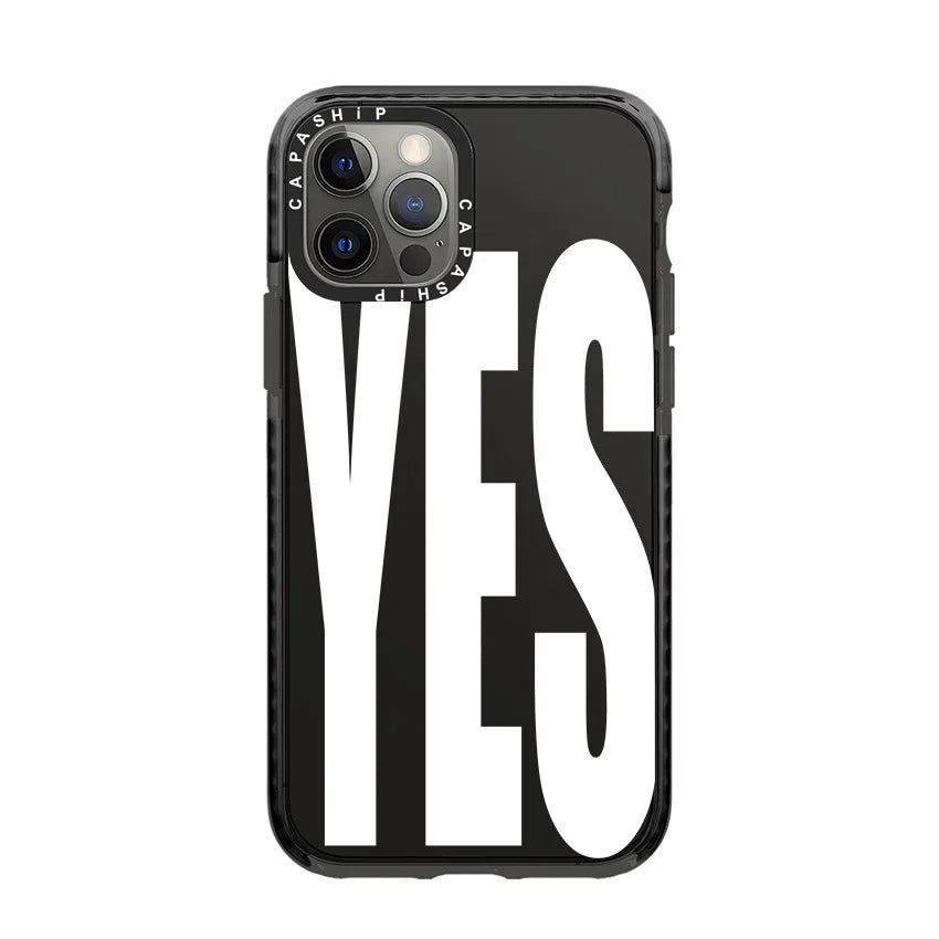 “YES” Black & White Letter Design Case for iPhone 15 Series
