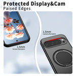 Carbon Fiber Dual-Layer Armor Case with 360° Rotating Magnetic Ring Stand for Google Pixel 11 Series