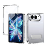 Transparent Kickstand Case with Tempered Glass Screen Protector for iPhone Duo