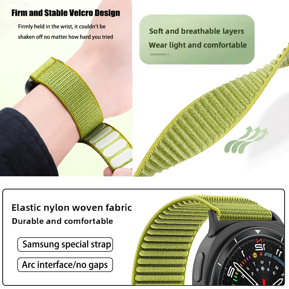 Breathable Nylon Loop Strap with Velcro Closure for Samsung Galaxy Watch 9