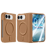 Vegan Leather Shockproof Foldable Case with Full Hinge Protection for iPhone Duo