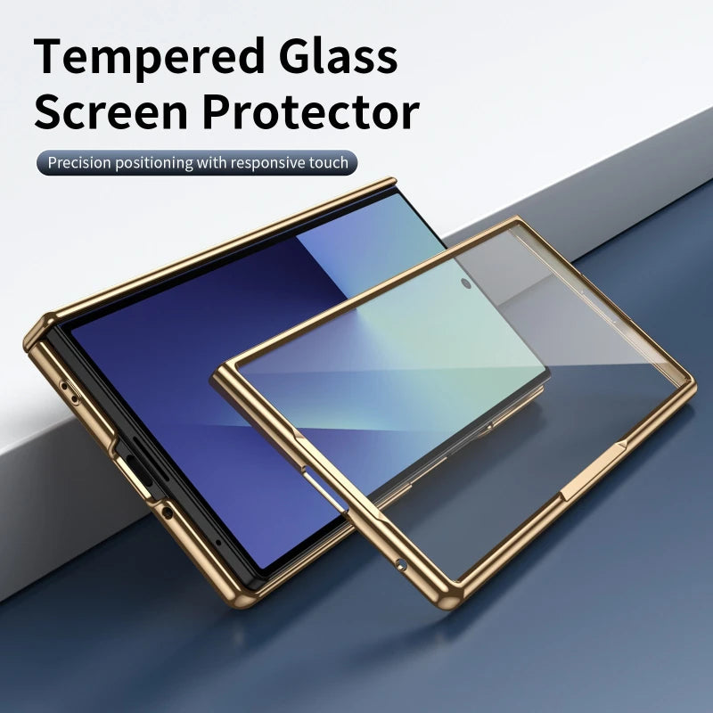 Premium Electroplated Leather Case with Built-In Screen Protector for Samsung Galaxy Z Fold 8 Ultra